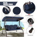 EROMMY 3-Seat Patio Porch Swing with Adjustable Canopy, Blue-Erommy